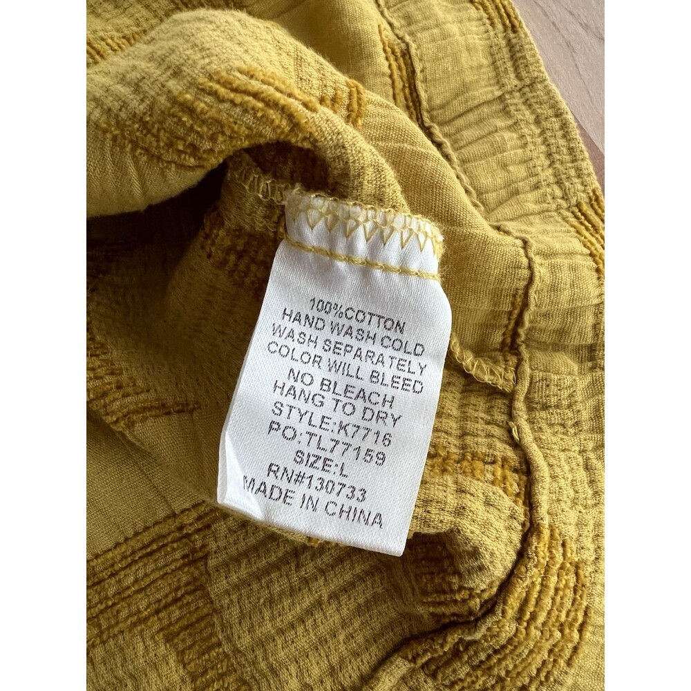 Umgee Women's 3/4 Sleeve Tunic Top Ruffle Textured Cotton Mustard Boho L - Picture 6 of 8